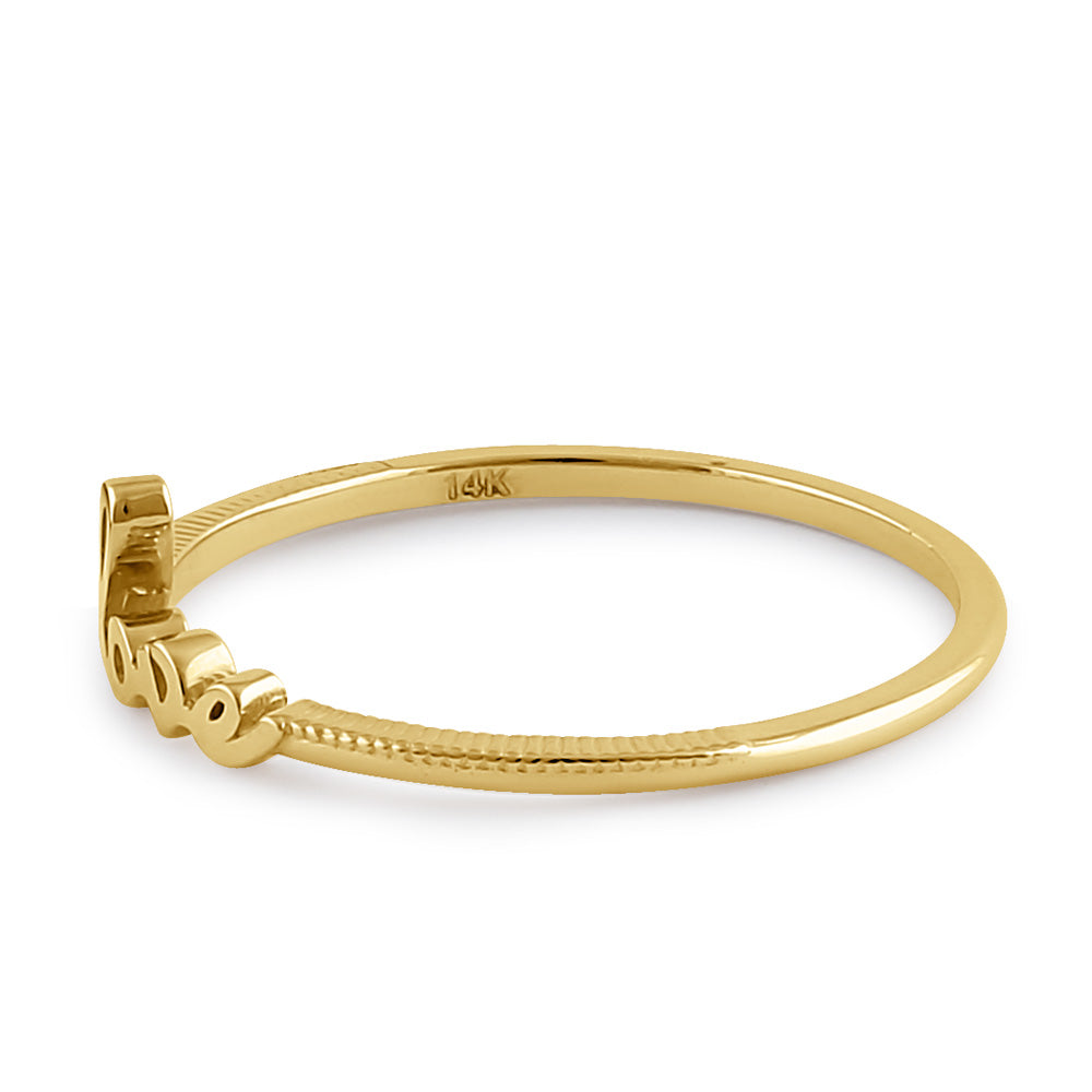 14K Solid Yellow Gold Love Bead Ring for Women - Elegant Stackable Jewelry for Anniversary, Wedding, Valentine's Day Gift