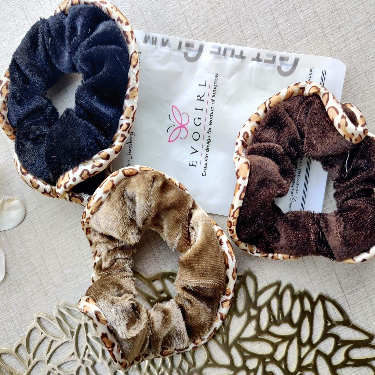 Evogirl Velvet & Satin Scrunchies for Women - Soft Elastic Hair Ties & Hair Bands - Perfect for Workouts, Office, and Everyday Styling