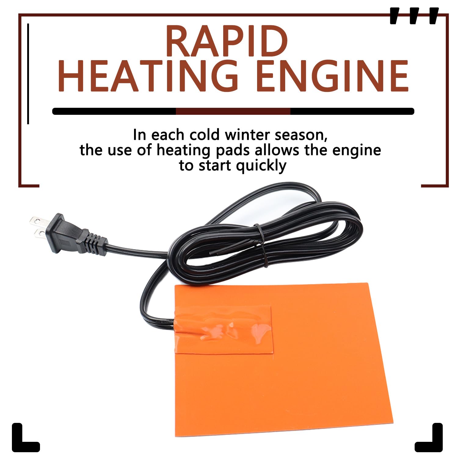 4 x 5in Self-Adhesive Car Engine Silicone Pad Heater - 150W 120V Oil Pan Heater for Truck & Vehicle Metal Surfaces with 194°F Thermal Protector & 68