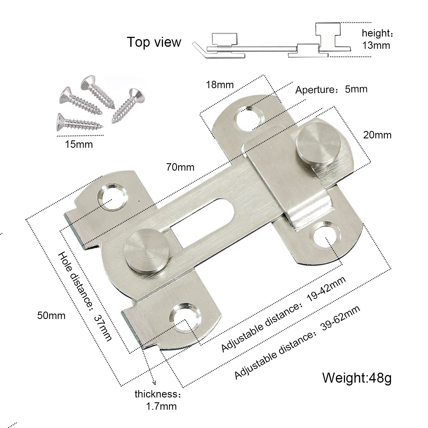 3 Inch Flip French Door Latches Locks - Stainless Steel Brushed Finish, Heavy Duty Bifold Slide Gate Latch for Fences, Double Door Closet Lock, Barn & Shed Security | Perfect for Home, Garden, Garage & Outdoor Use
