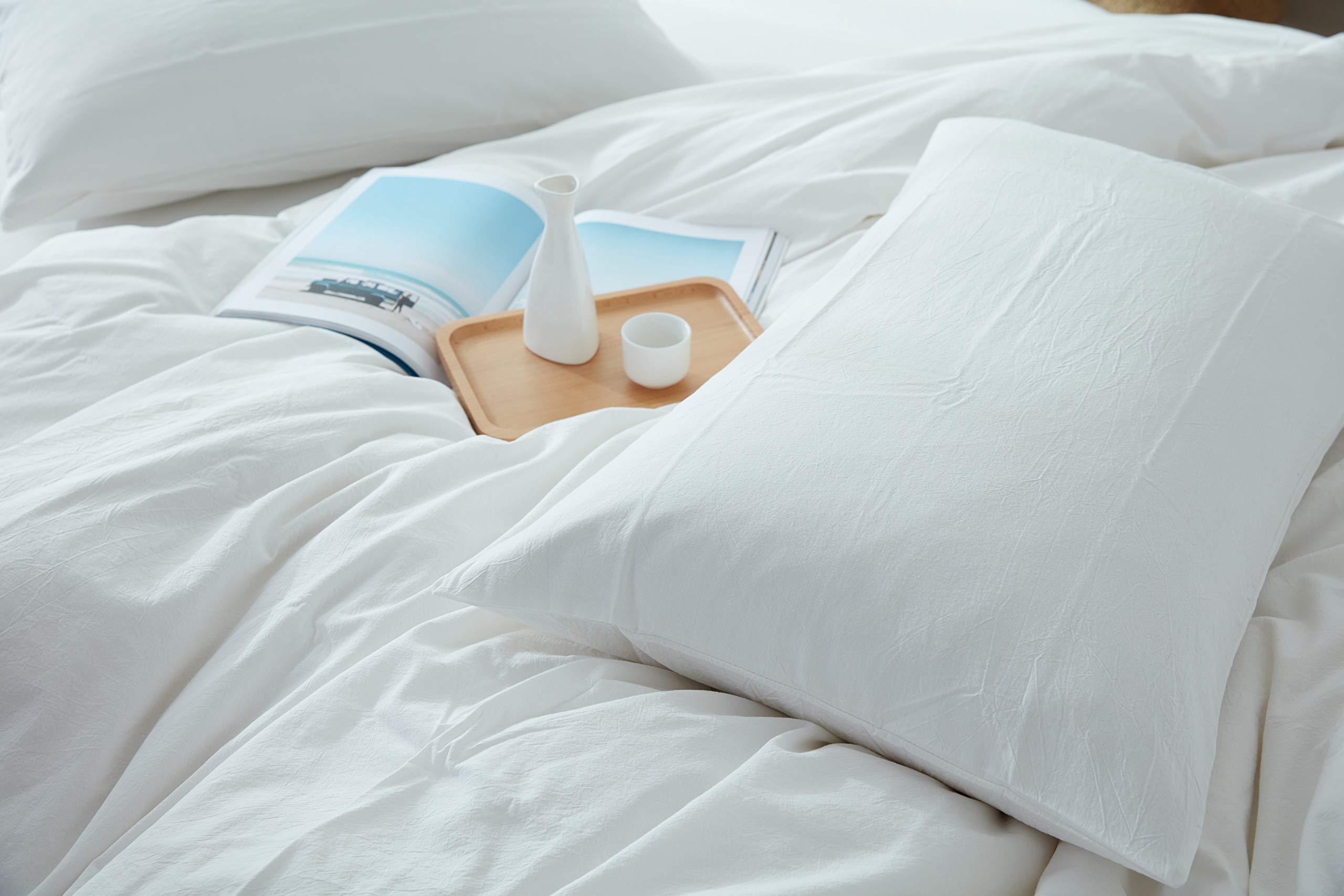 MOON'S SLEEPWARES Herse Series 100% Cotton 200 Thread Count King Size Duvet Cover Set with 2 Pillowcases - White | Luxury Bedding for Master Bedroom & Guest Room | Ultra Soft Breathable Duvet Cover for All Seasons