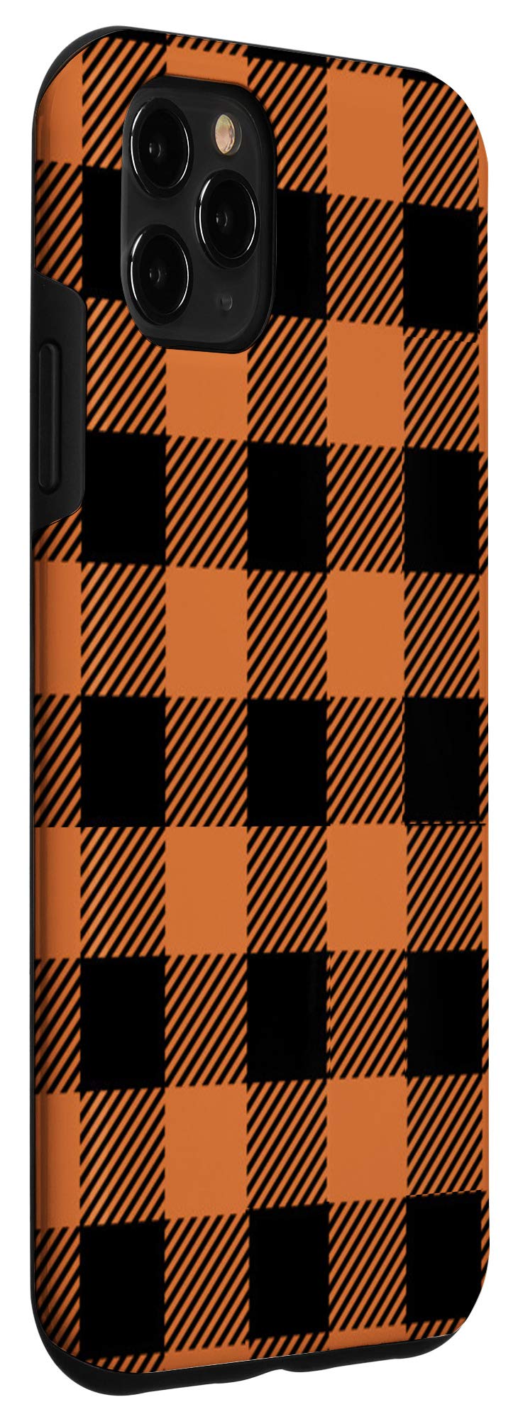 iPhone 11 Pro Max Case - Black & Orange Buffalo Plaid Design | Shockproof Protective Cover for Everyday Use, Travel & Outdoor Activities