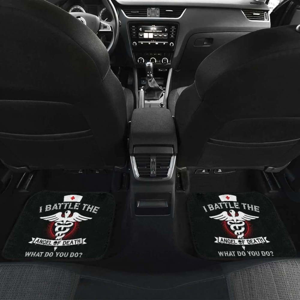 Angel of Death Nurse Car Mats Set of 4 - Non-Slip Custom Floor Mats for Cars, SUVs & Trucks - Perfect for Halloween, Cosplay & Horror Fans