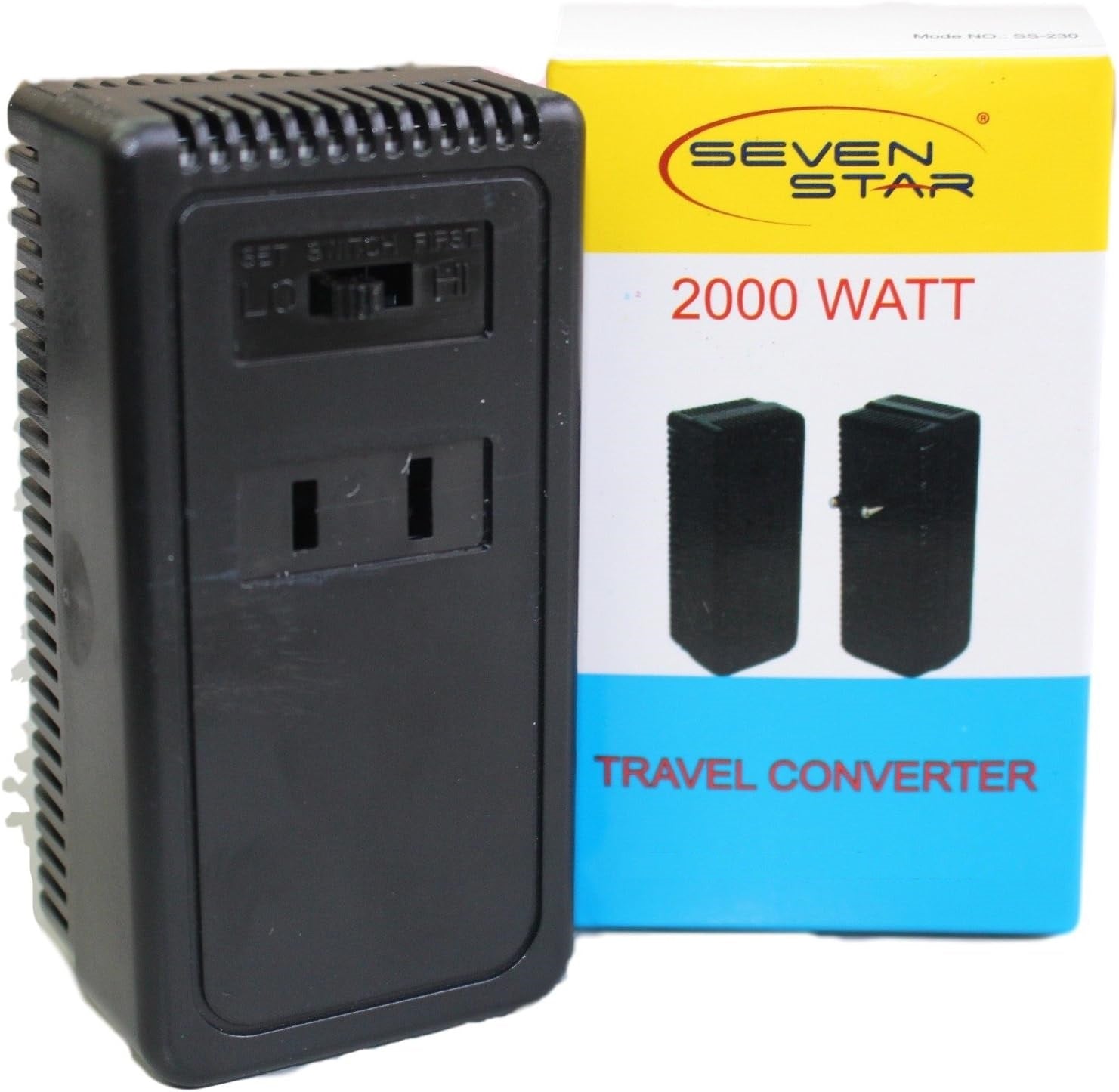 Seven Star SS230 2000W Voltage Converter - 220V to 110V Power Transformer for US & Europe Travel - Perfect for Hair Dryers, Curling Irons & Electronics