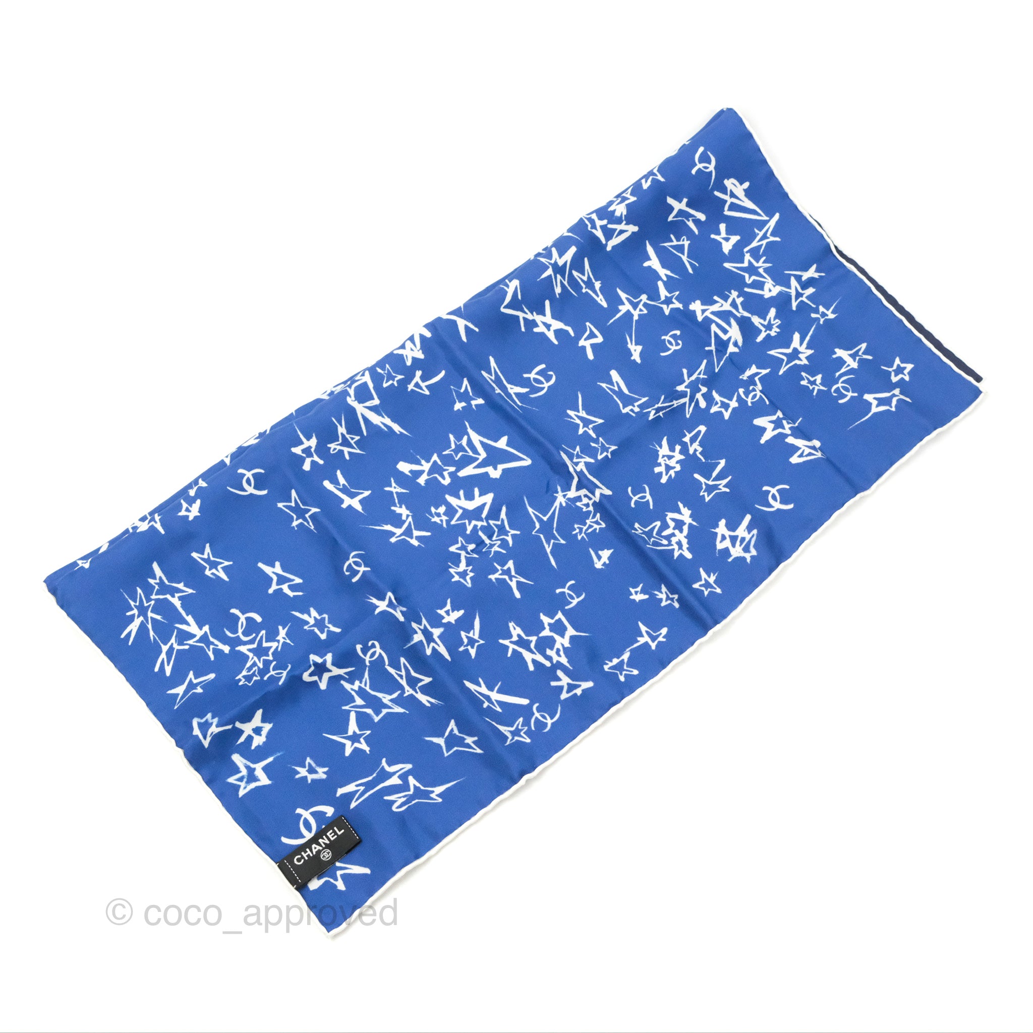 Chanel Blue Silk Scarf for Women - Luxury Designer Fashion Accessory for Gift, Travel & Special Occasions