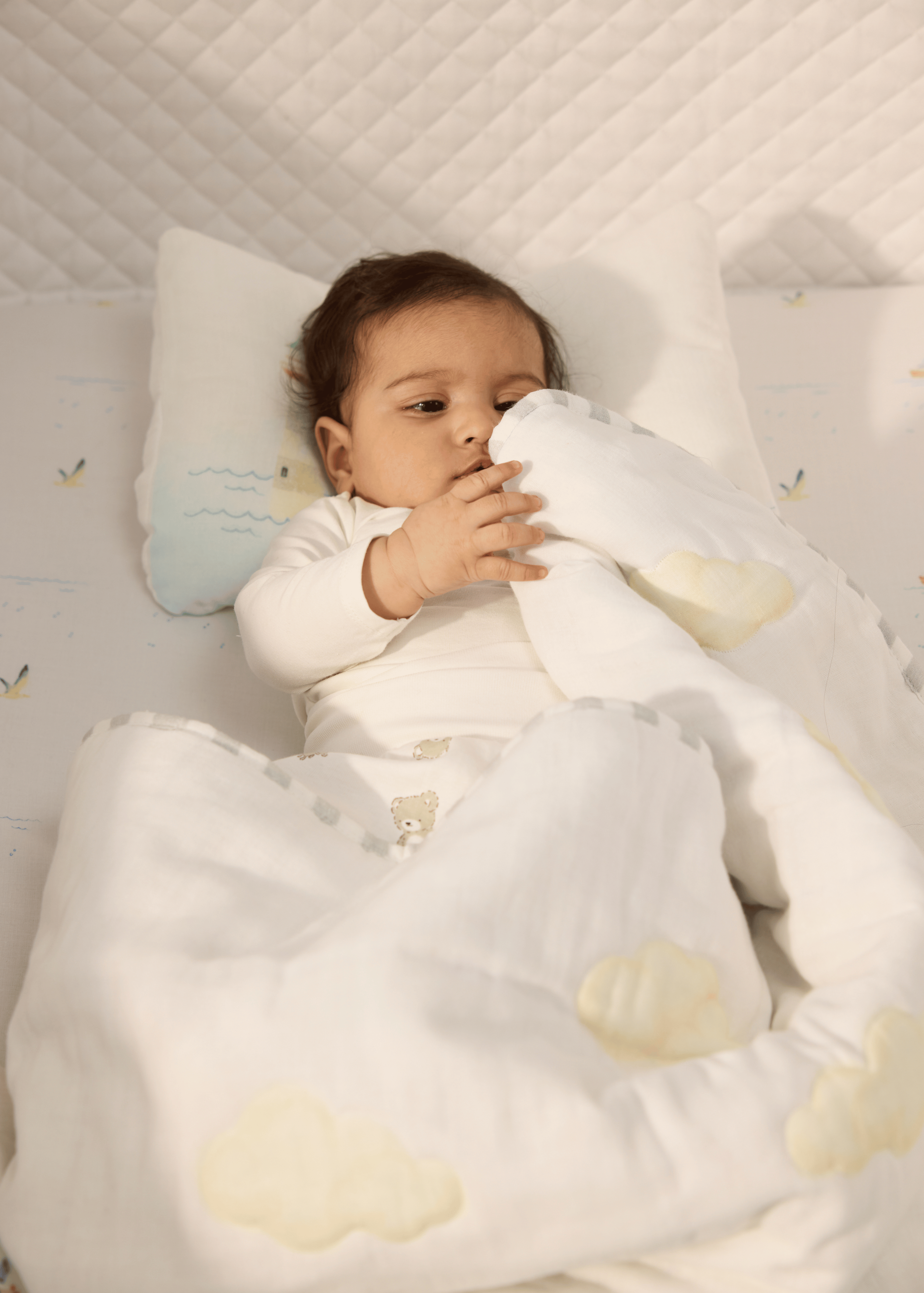 Premium Riviera Cotton Baby Cot Bedding Set with Soft Bumper - Breathable & Safe for Newborns & Toddlers - Perfect for Nursery, Daycare & Travel Cribs