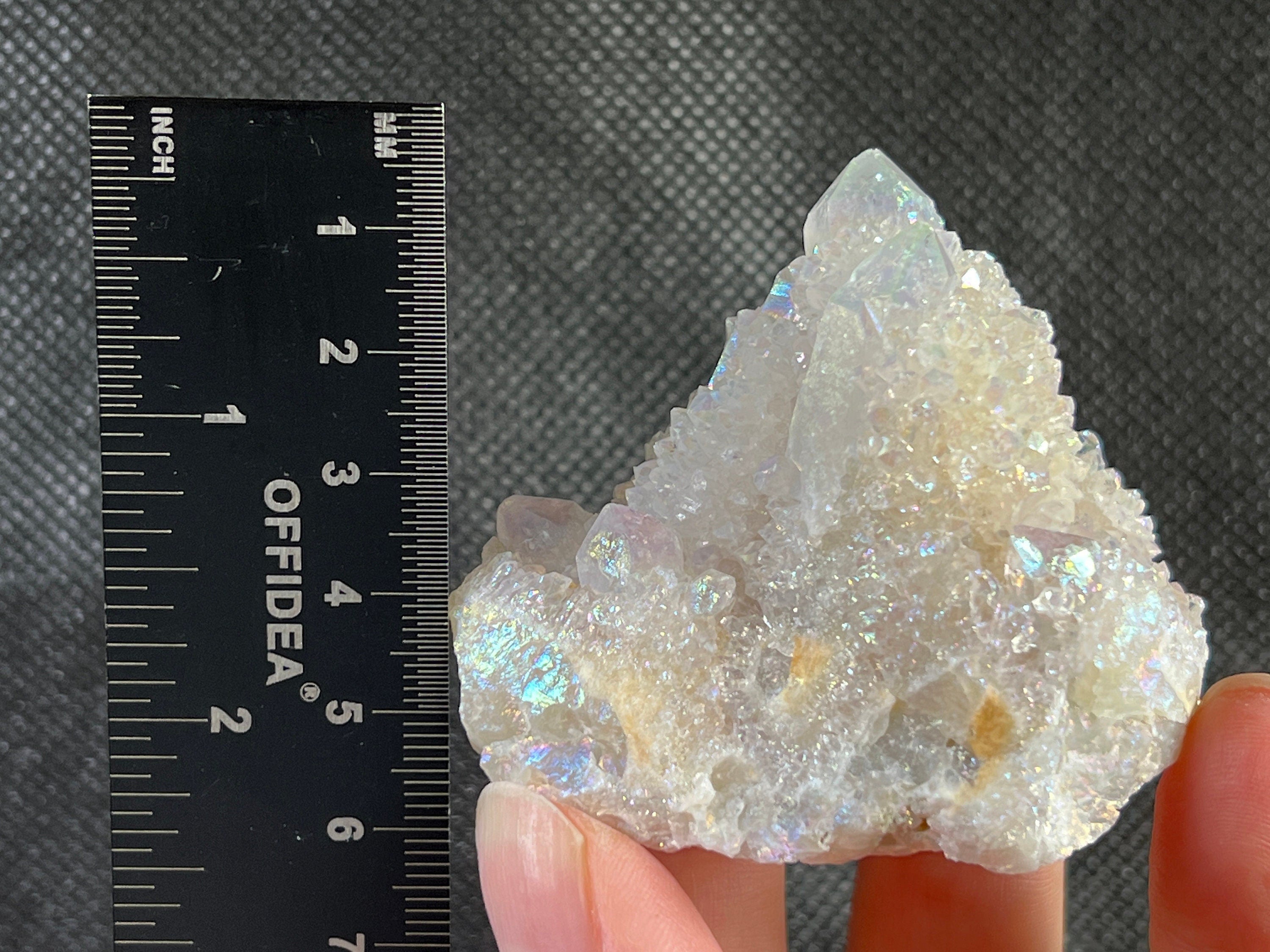 Angel AURA QUARTZ Crystal Cluster - Natural Rainbow Quartz Healing Stone, Spirit Quartz Cluster for Meditation & Energy Work - Home Decor, Office Desk Decor, Reiki Healing Crystal Gift (51971)