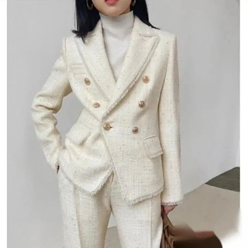 Stylish Tweed Pantsuit for Women | Professional & Elegant Suit Set | Perfect for Office, Business Meetings & Formal Events