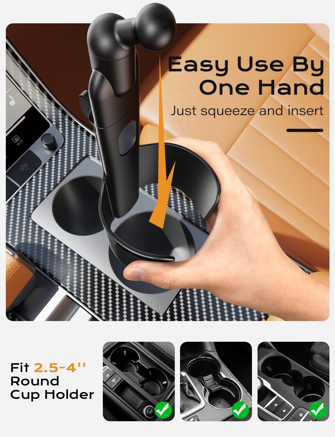 2 in 1 Car Cup Holder & Phone Mount - Universal Aluminum Alloy Car Phone Holder for 2.5-4