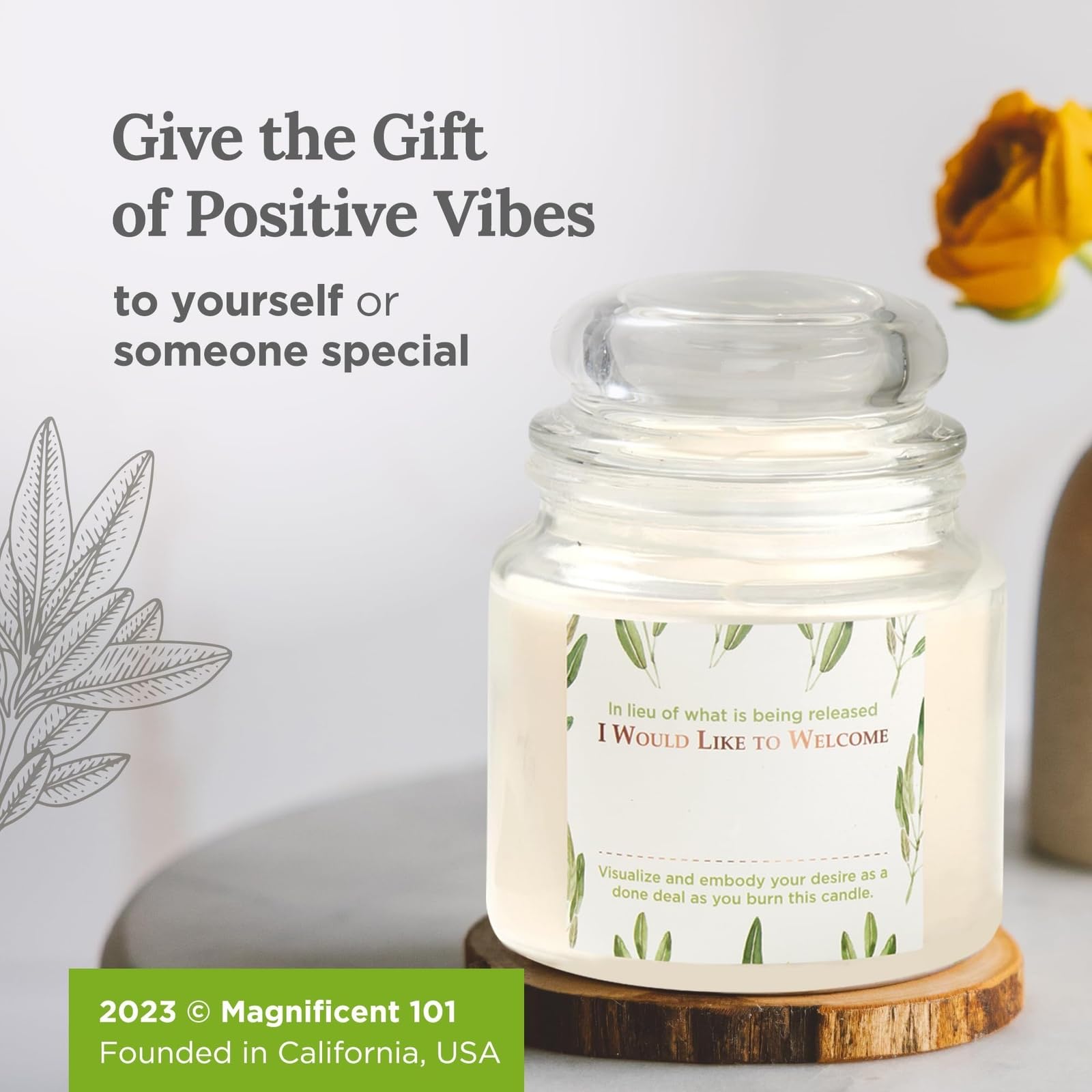 101 Sage Energy Cleansing Aromatherapy Candle for Meditation, Manifestation & Intention Setting - 14.5oz Natural Soy Wax with Pure Sage Essential Oil | 56-Hour Burn Time | Perfect for Yoga, Spa, Home Relaxation & Spiritual Practices