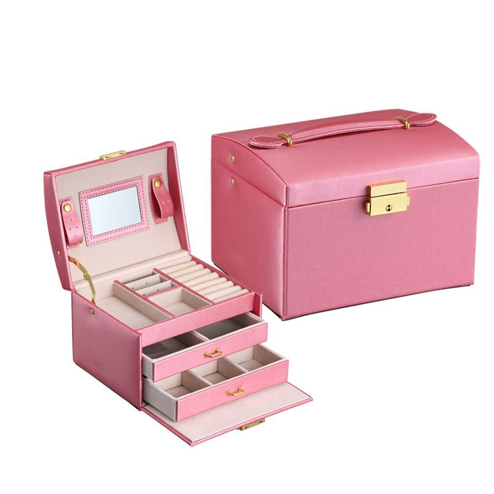 Luxury 3-Layer PU Leather Watch & Jewelry Box with Double Drawers - Elegant Storage for Necklaces, Bangles, Watches & Accessories - Perfect for Travel, Gift & Home Organization (Color: 03)