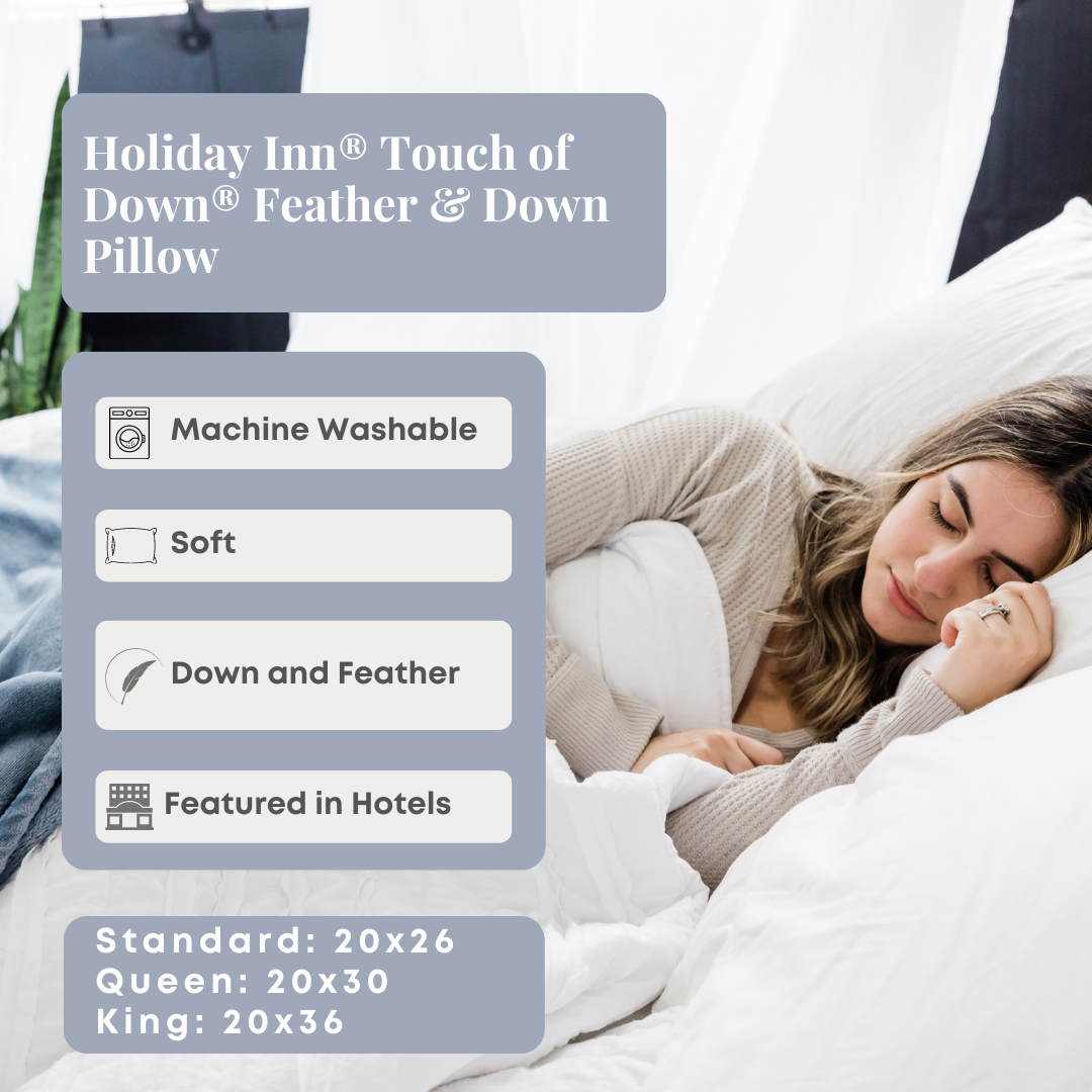 Holiday Inn® Touch of Down Feather & Down Pillow - Ultra Soft Support for Neck & Shoulder Relief | Perfect for Hotels, Home Bedding & Travel Comfort