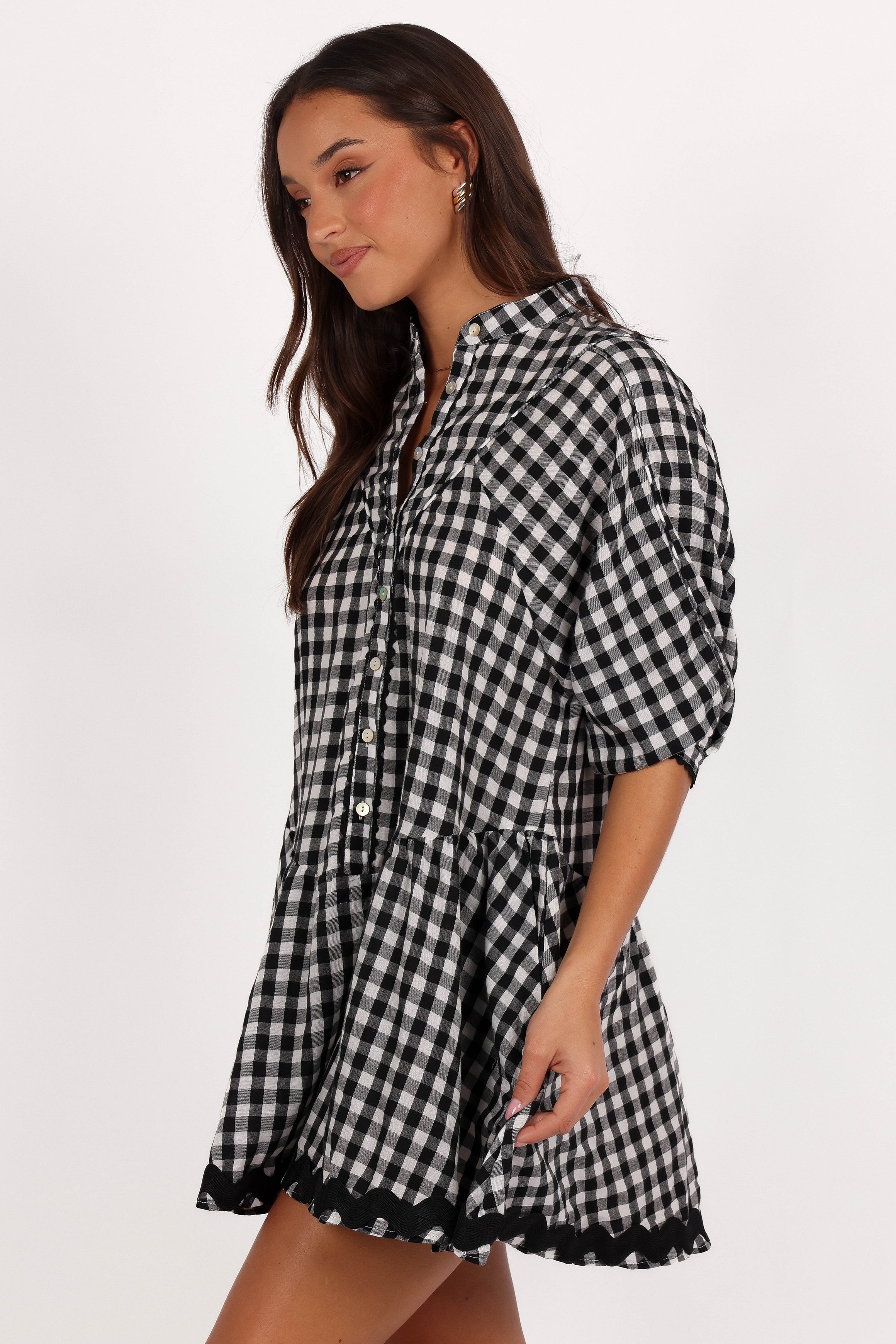 Carolina Mini Dress - Black & White Gingham Checkered Summer Dress for Women | Casual & Party Wear | Perfect for Beach, Brunch, and Date Nights