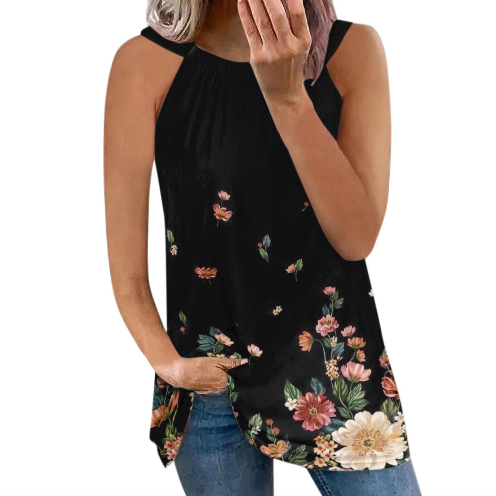 Trendy Women's Loose Fit Halter Neck Tank Tops - Breathable Summer Sleeveless Tees for Casual Wear & Beach Outings | MOXIU