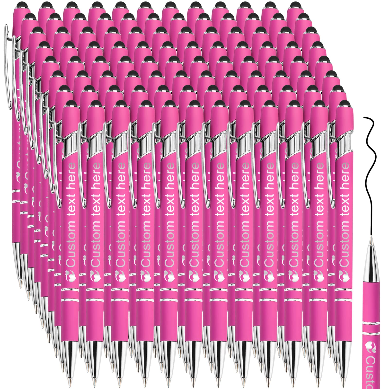 500 Pcs Custom Engraved Metal Pens with Stylus - Personalized Name, Logo & Message - Click Action Ballpoint Pens for Men & Women - Ideal for Business Gifts, Office Supplies & Promotional Events