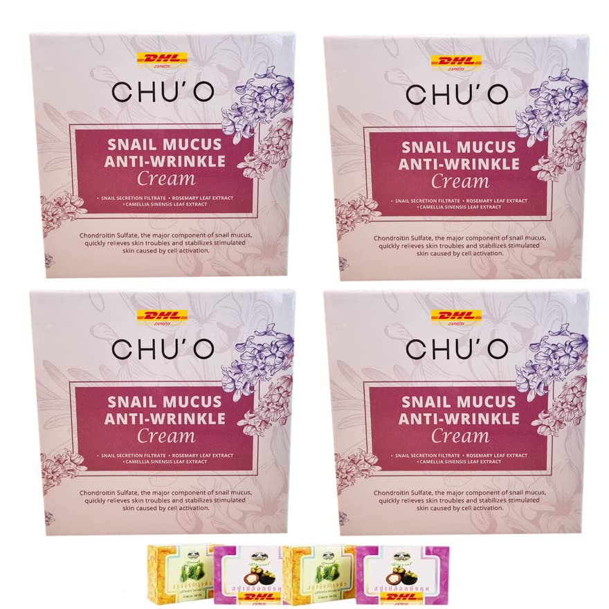 30ml ChuO Snail Mucus Anti-Wrinkle Premium Cream - Korean Deep Nourishing Moisturizer for Face & Neck (Pack of 4) | DHL Shipping | Free Beauty Gifts Included | Perfect for Night Routine & Dry Skin Care