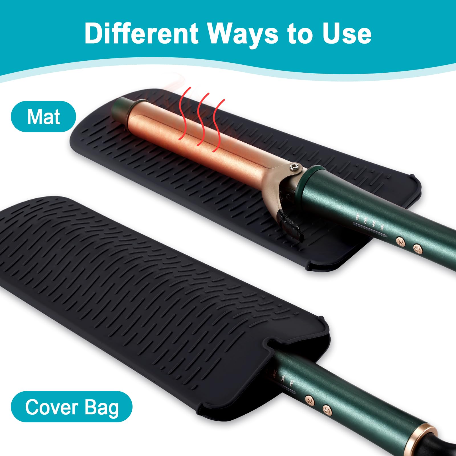 Shappy 2-Piece Heat Resistant Curling Iron Travel Case & Flat Iron Holder - Neoprene Straightener Sleeve & Silicone Hot Tools Bag (Classic Style) for Salon, Travel & Home Use