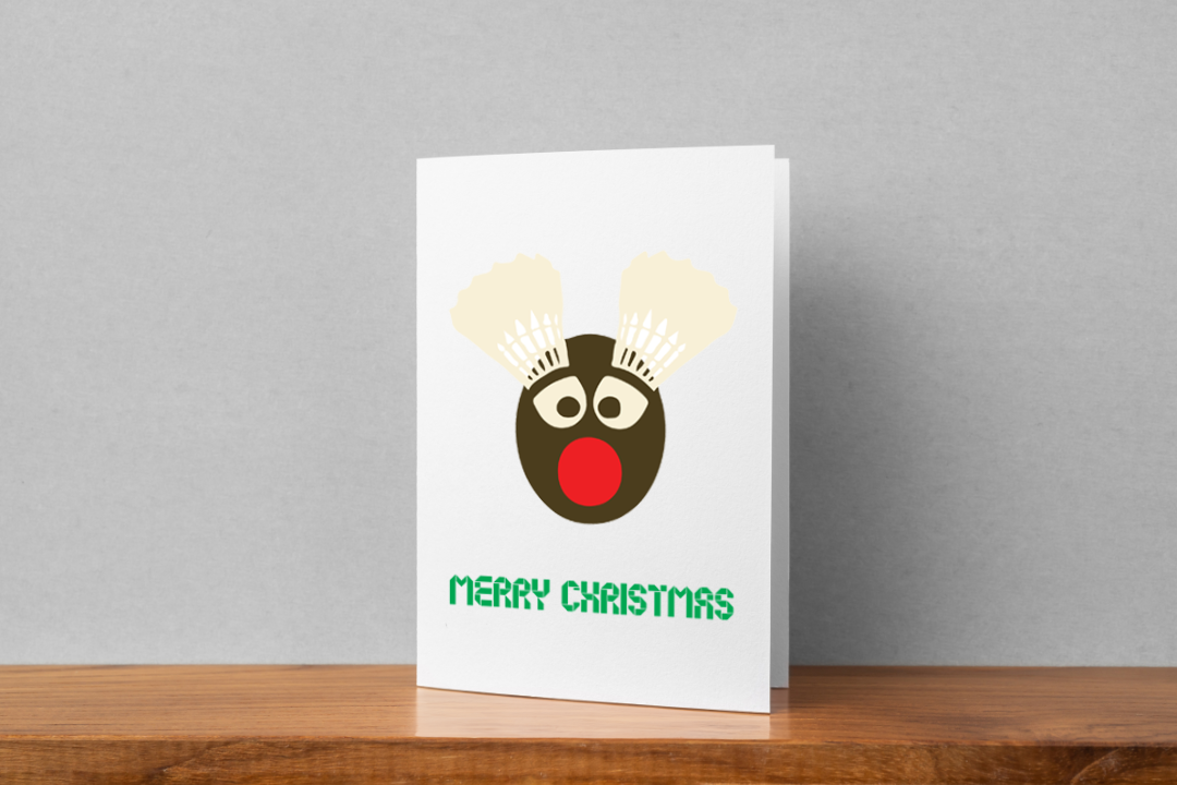 Festive 'Merry Christmas' Shuttle Deer Badminton Holiday Greeting Cards - Perfect for Christmas Party Invitations, Office Gift Exchanges & Family Greetings