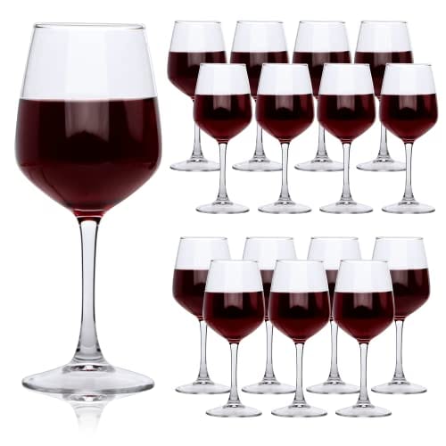 Premium Cadamada Wine Glasses Set of 16 - 12oz Crystal Clear Stemware for Red & White Wine - Elegant for Banquet, Party, Bar, Wedding - Perfect Gift Idea for Wine Lovers & Entertaining Guests