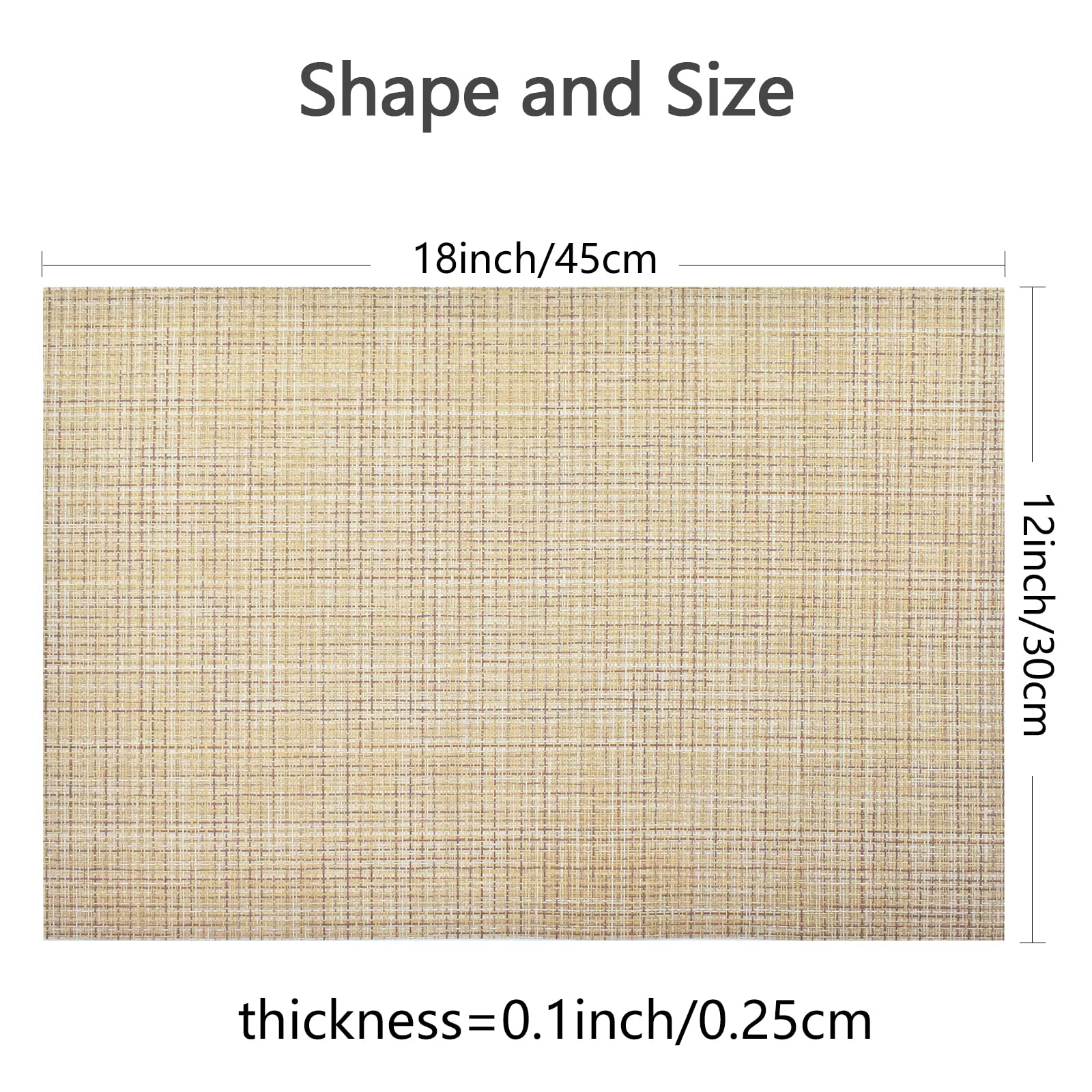 4-Pack Woven Vinyl Placemats for Dining Table - Waterproof & Washable Beige Placemat Set for Indoor/Outdoor Use - Perfect for Kitchen, Patio, and Picnic Settings