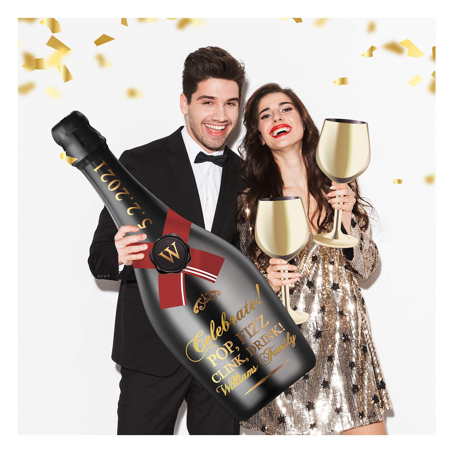 Giant Champagne Bottle Glasses 35.5” x 12