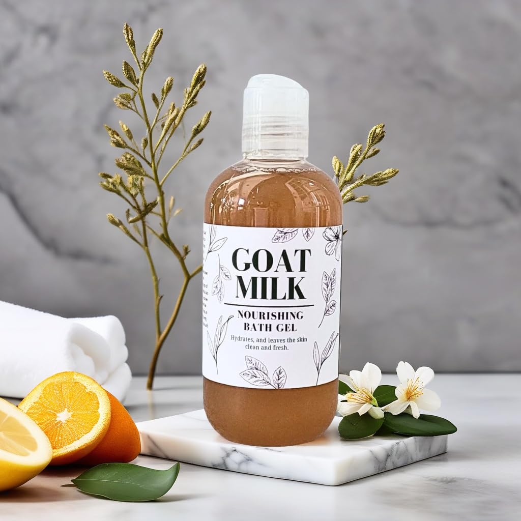 Organic Goat Milk & Coconut Orange Body Wash - Hydrating & Nourishing Shower Gel for Dry & Sensitive Skin - Perfect for Daily Use & Spa Relaxation at Home