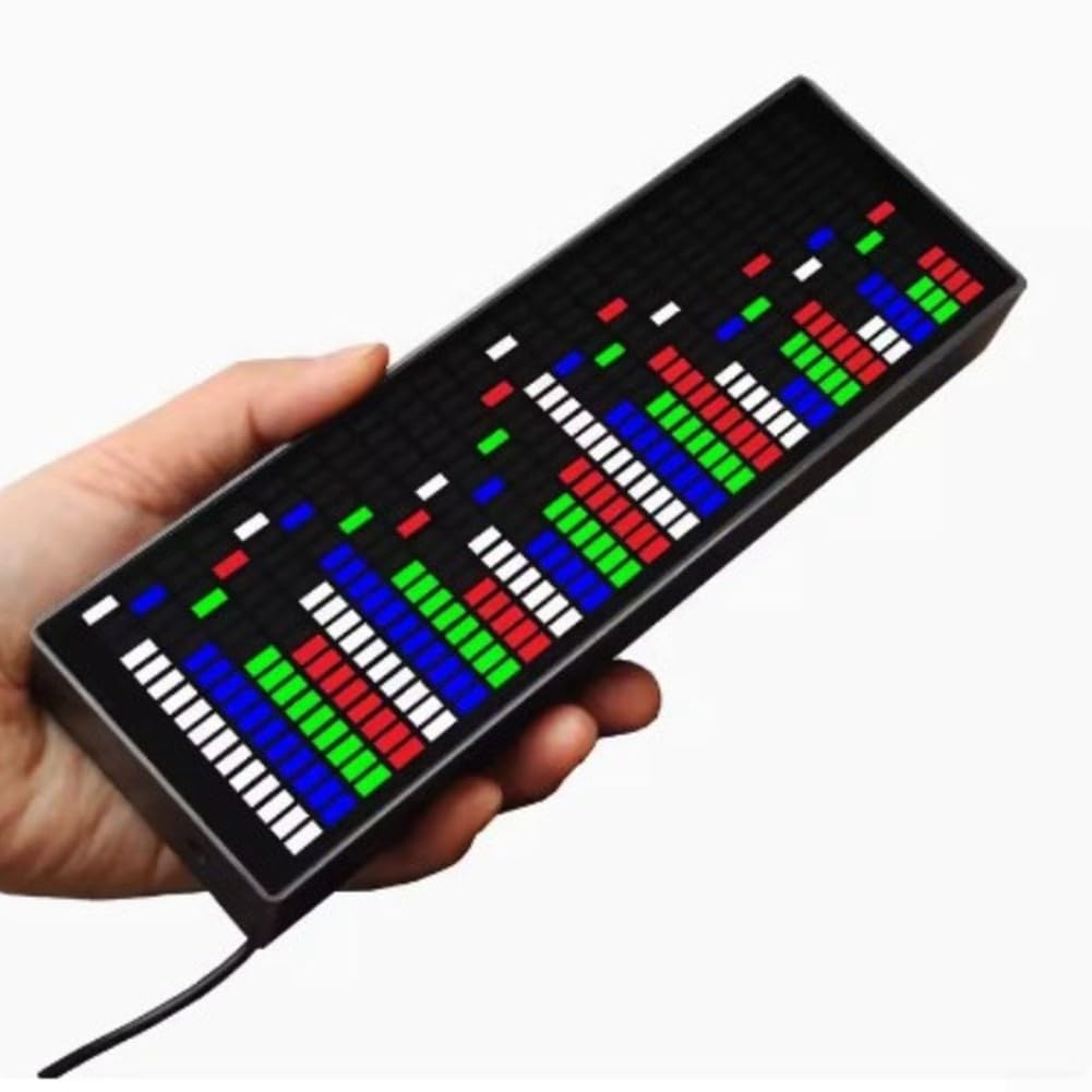 RGB Music Spectrum DIY Kit Lamp - Volume Control & LED Display, Sound Activated Night Light for Bedroom, Party, Gaming Room (White) - Perfect for Home Decor, Gifts & Entertainment