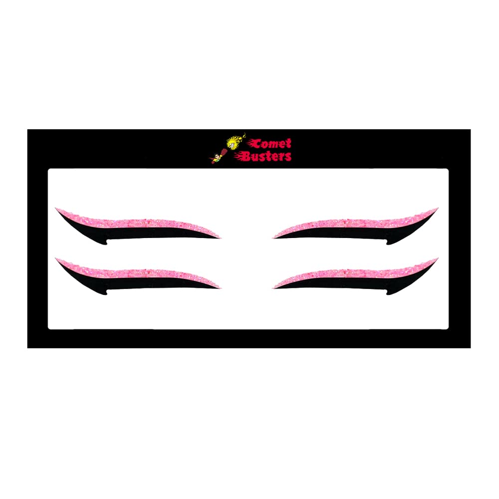 Comet Busters Neon Pink Glitter Eyeliner Stickers (EL030) - Waterproof Self-Adhesive Eye Makeup Decals for Parties, Halloween & Cosplay