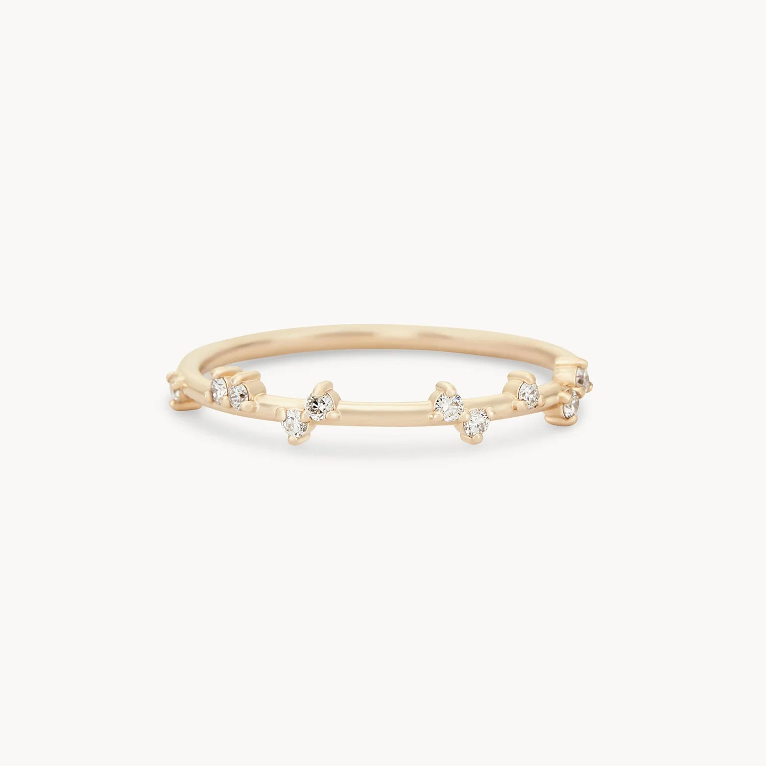 14K Yellow Gold Milky Way Ring with White Diamonds - Elegant Celestial Jewelry for Women, Perfect for Anniversaries, Engagements & Special Occasions