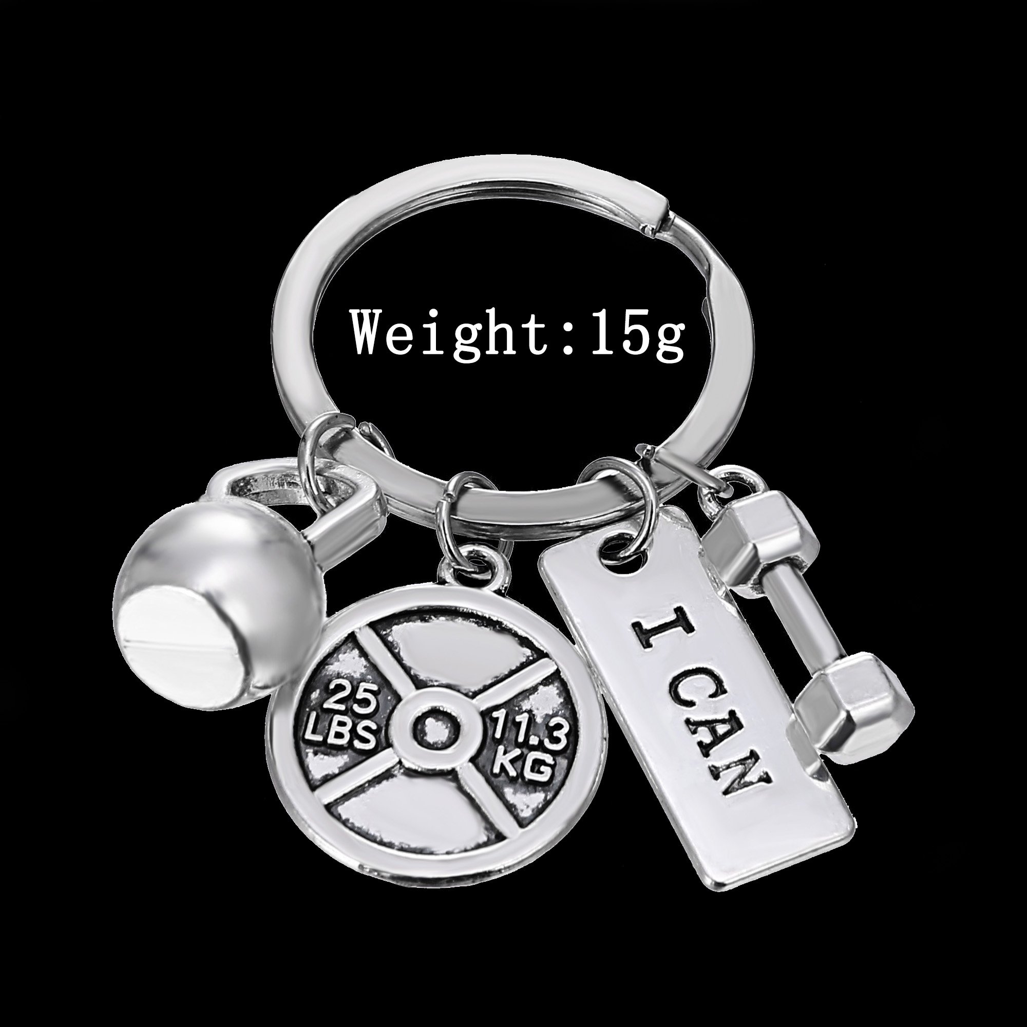 RINHOO FRIENDSHIP Motivational Fitness Keychain Set - Stainless Steel Dumbbell, Kettlebell & Weight Plate Charms with Inspirational Quotes - Perfect for Gym Enthusiasts, Workout Gifts & Sports Lovers