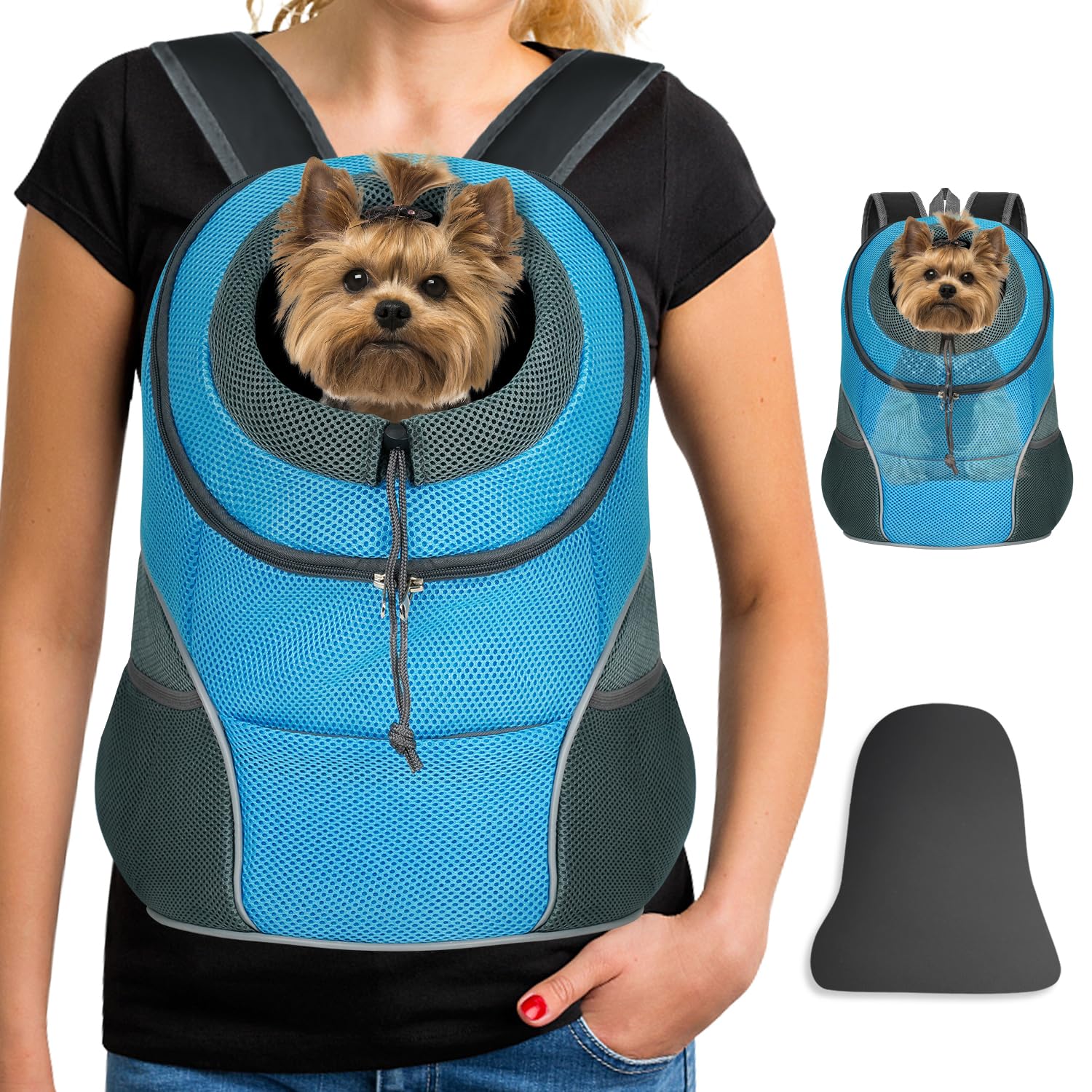 YUDODO Reflective Pet Carrier Backpack for Small Dogs & Cats - Front & Back Carry, Motorcycle & Outdoor Travel, Hiking, Cycling - Lightweight & Breathable (Sky Blue, Size L) - Perfect for Daily Commutes, Park Visits & Adventure Trips