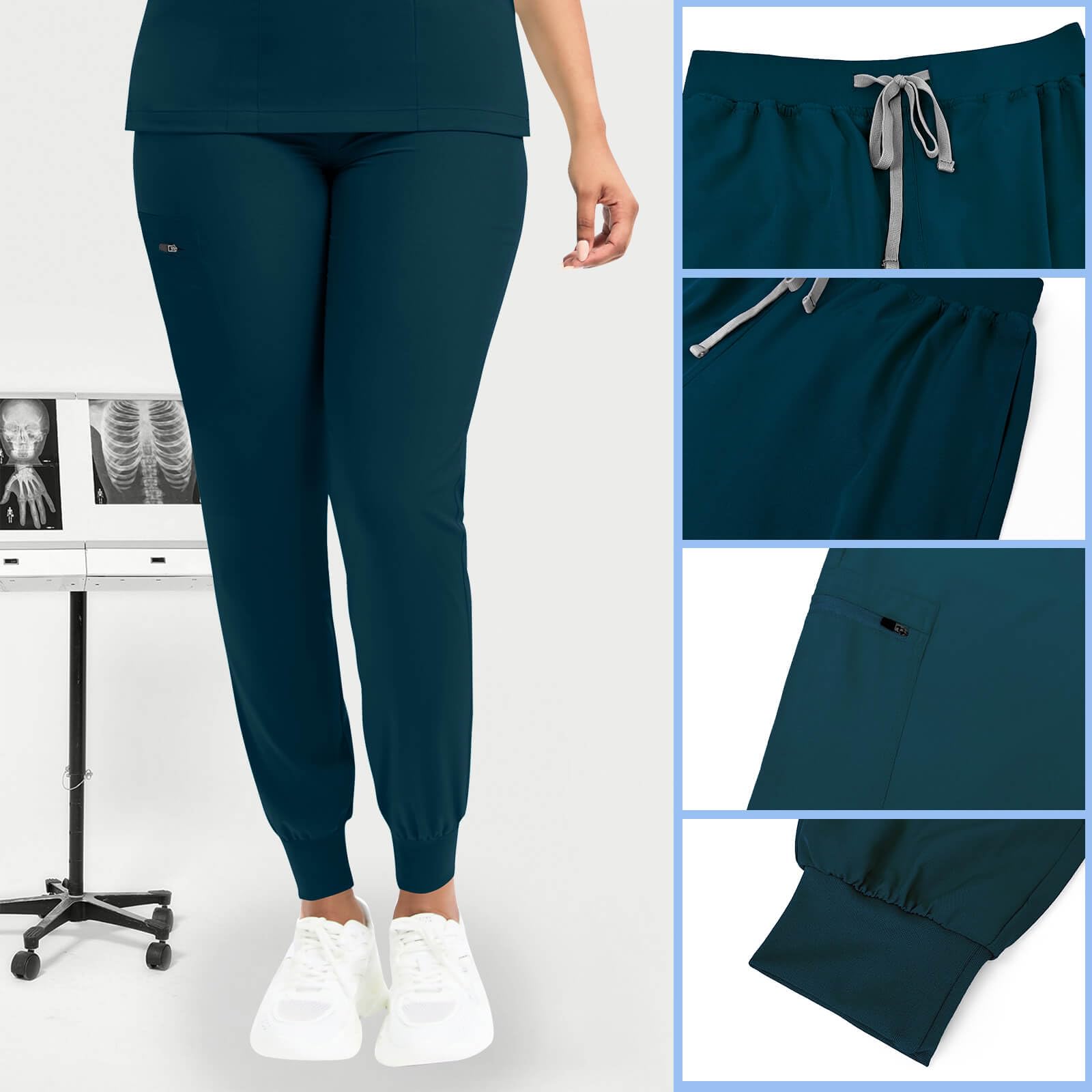 VIAOLI Women's Classic V-Neck Top & Yoga Jogger Pants Scrubs Set - Comfortable Medical Nursing Uniform for Healthcare Professionals - Perfect for Hospitals, Clinics & Long Shifts