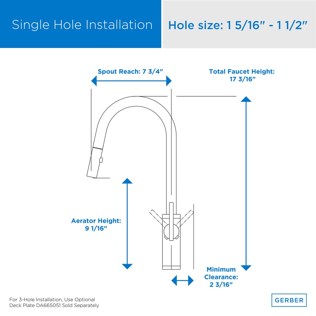 Gerber Parma Cafe Pull Down Kitchen Faucet - Stainless Steel Single Handle Commercial Style Sink Faucet with High Arc Spout for Restaurants & Home Kitchens