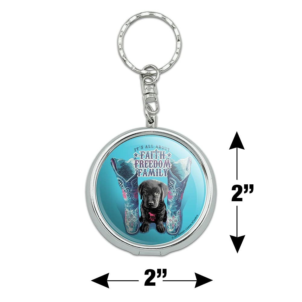 GRAPHICS & MORE Faith Freedom Family Boots Dog Portable Travel Size Pocket Purse Ashtray Keychain with Cigarette Holder - Perfect for Outdoor Adventures, Camping & Road Trips