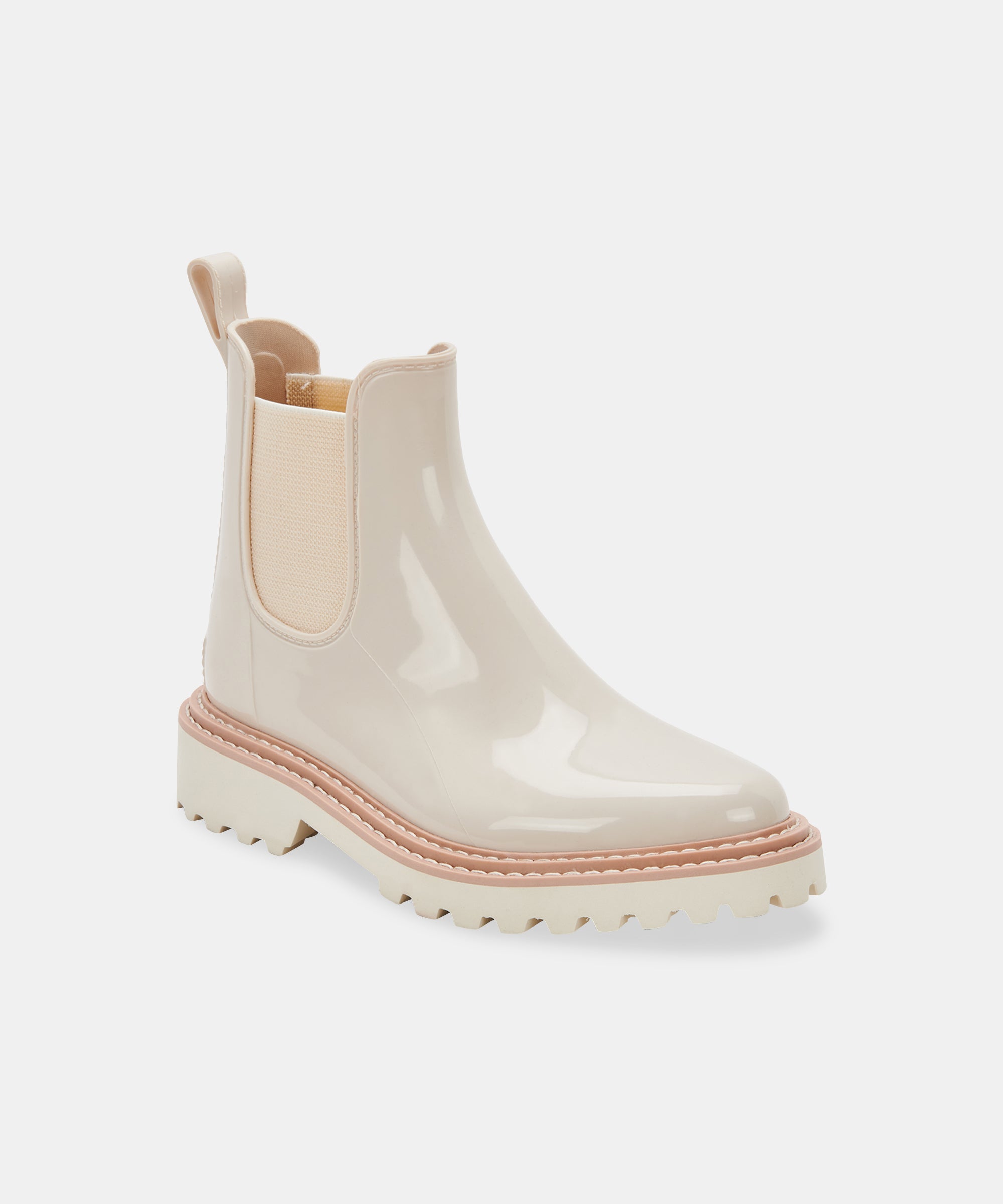 Waterproof Ivory Patent Leather Rain Boots for Women - Fashionable Stormy Weather Footwear for Walking, Hiking & Outdoor Activities