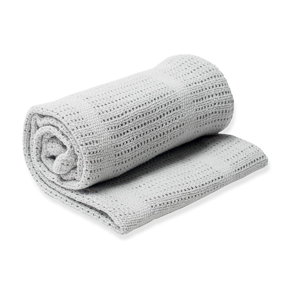 Lulujo Baby Blanket - Soft Grey Cellular Blanket for Nursery & Stroller