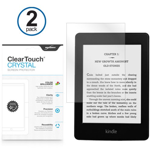 BoxWave ClearTouch Crystal Screen Protector (2 Pack) for Kindle Paperwhite - Ultra Clear Anti-Scratch Protection | Also Compatible with Kindle Touch, Keyboard, 2nd/3rd/4th Gen | Perfect for Reading, Travel & Daily Use