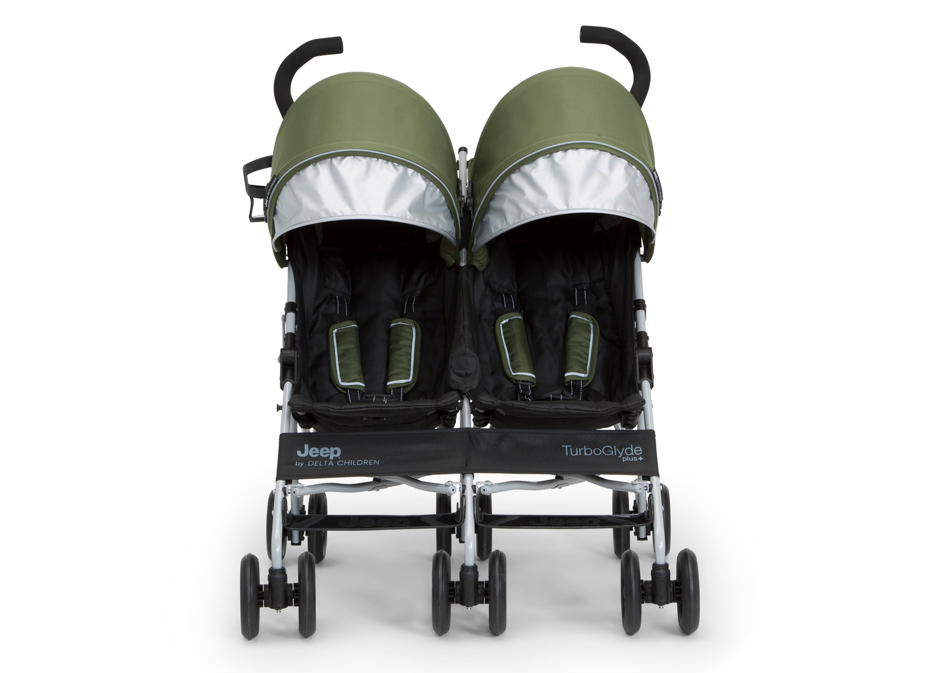 Jeep TurboGlyde Plus Side by Side Double Stroller for Toddlers - Lightweight All-Terrain Baby Stroller with Canopy & Storage Basket - Perfect for Outdoor Walks, Shopping, and Travel