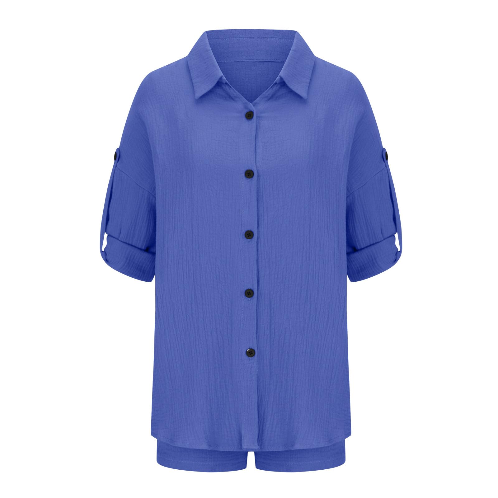 Women's Linen Shirt & Wide Leg Pants Set - 2 Piece Outfit for Fall | Comfortable Maternity Pajamas & Casual Wear for Women | Perfect for Home, Office & Travel