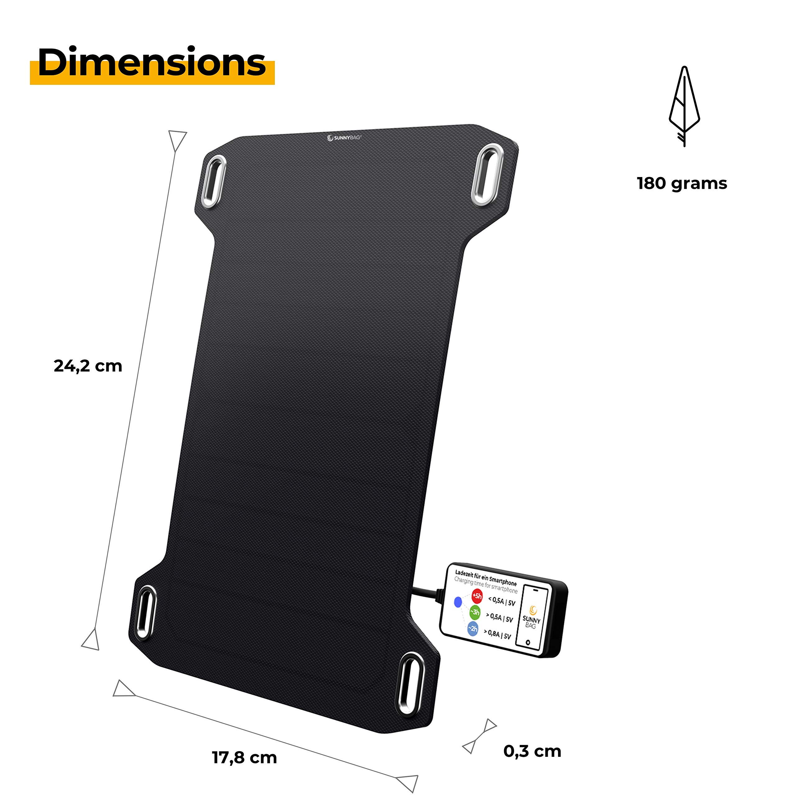 Sunnybag Leaf Mini - 5W Portable Solar Charger | Eco-Friendly USB Solar Power Bank for Phones | Ultra-Light Waterproof Outdoor Charger | Perfect for Hiking, Camping, Travel & Emergency Power Backup