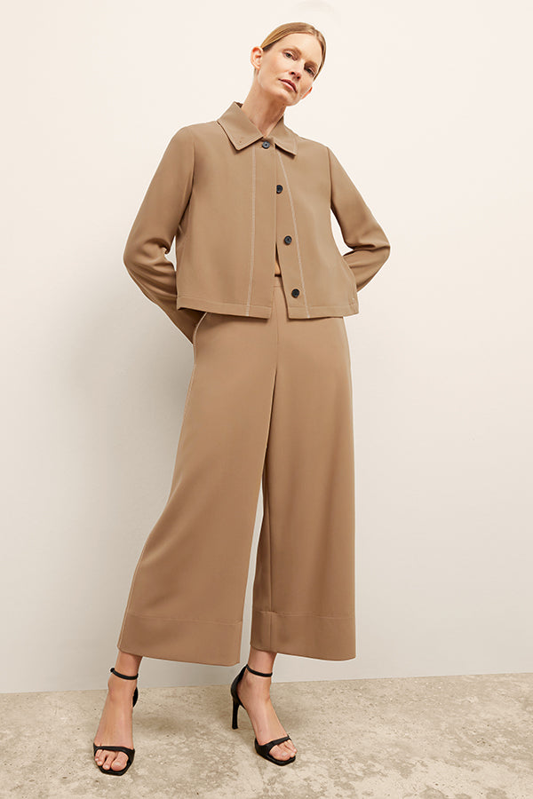 Elena Travel Culotte Pants - Everyday Comfort in Soft Crepe Fabric with Light Saddle Color | Perfect for Work, Travel & Casual Wear