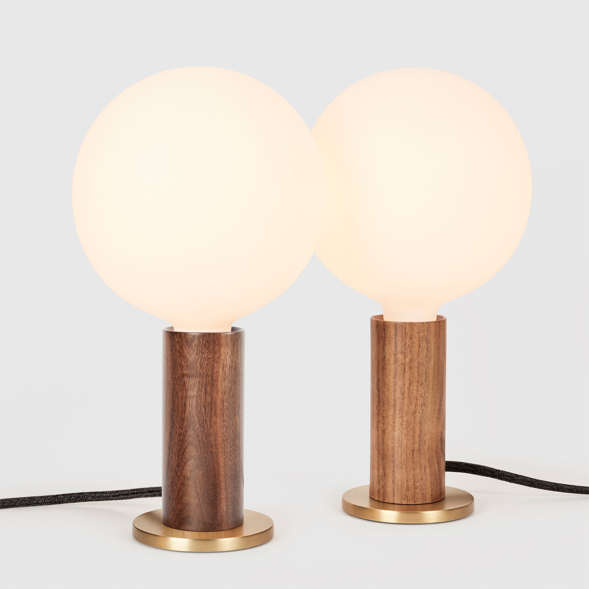 Walnut Knuckle Table Lamp with Sphere IV - Set of 2 Modern Desk Lamps for Bedroom, Living Room & Office Decor