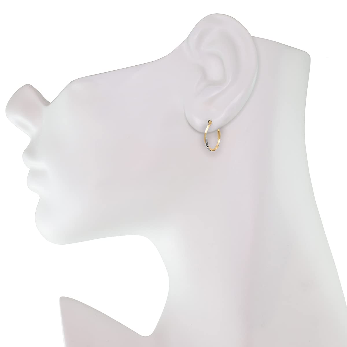 14K Two-Tone Gold Diamond-Cut Twist Hoop Earrings for Women - Elegant Dangle Earrings for Party, Wedding & Everyday Wear