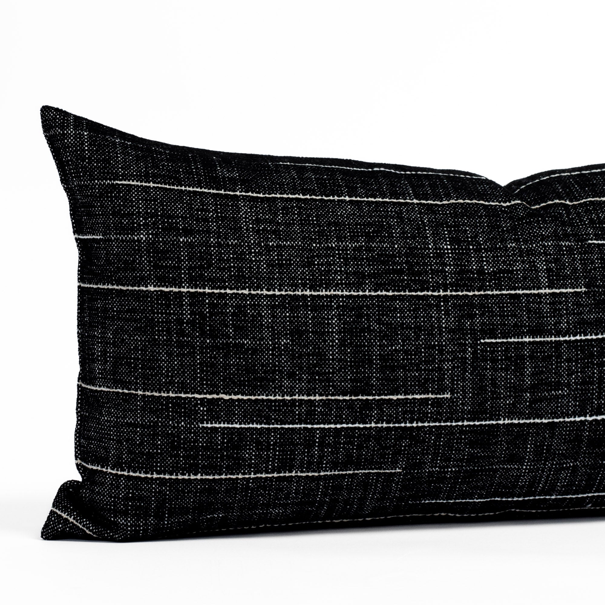 Yuzu 12x24 Outdoor Lumbar Pillow in Onyx - Waterproof & UV Resistant Back Support Cushion for Patio Furniture, Poolside Lounging & Garden Relaxation