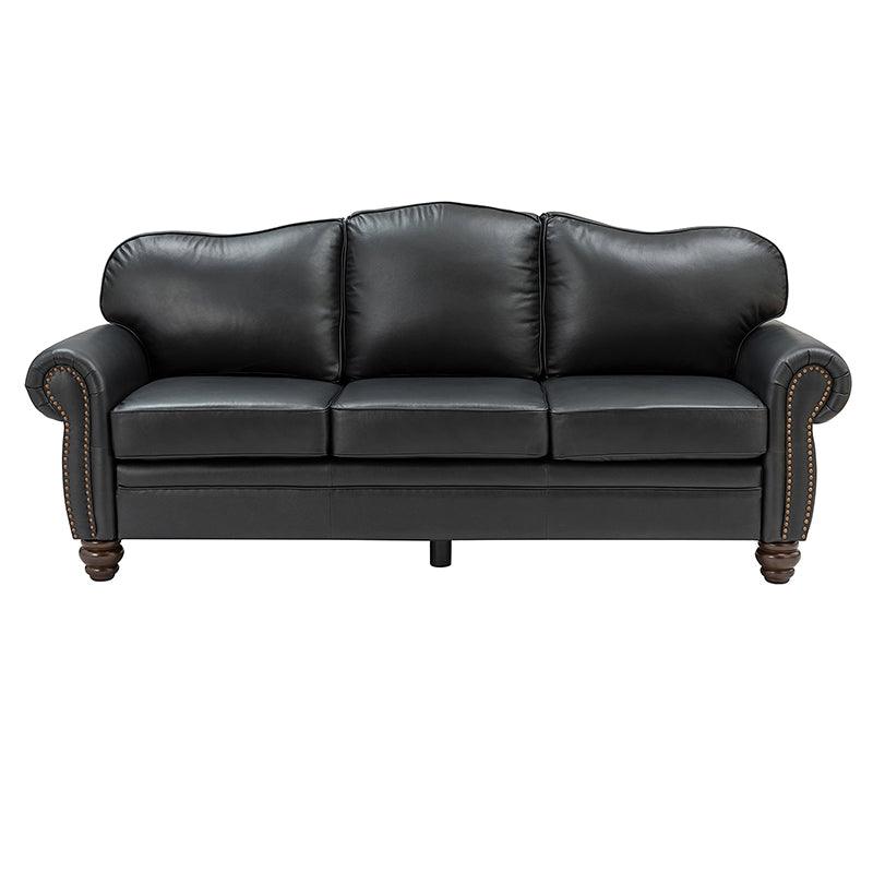 Flavio 81 Genuine Leather Sofa - Premium Full Grain Leather Couch for Living Room, Lounge & Office - Comfortable Modern Sectional Sofa with Sturdy Wood Frame