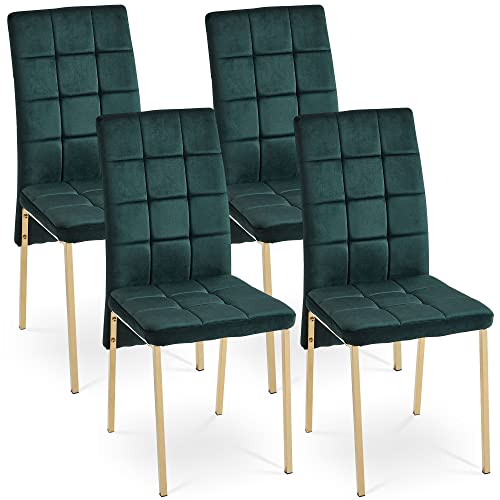 Dark Green Velvet With Gold Color Legs