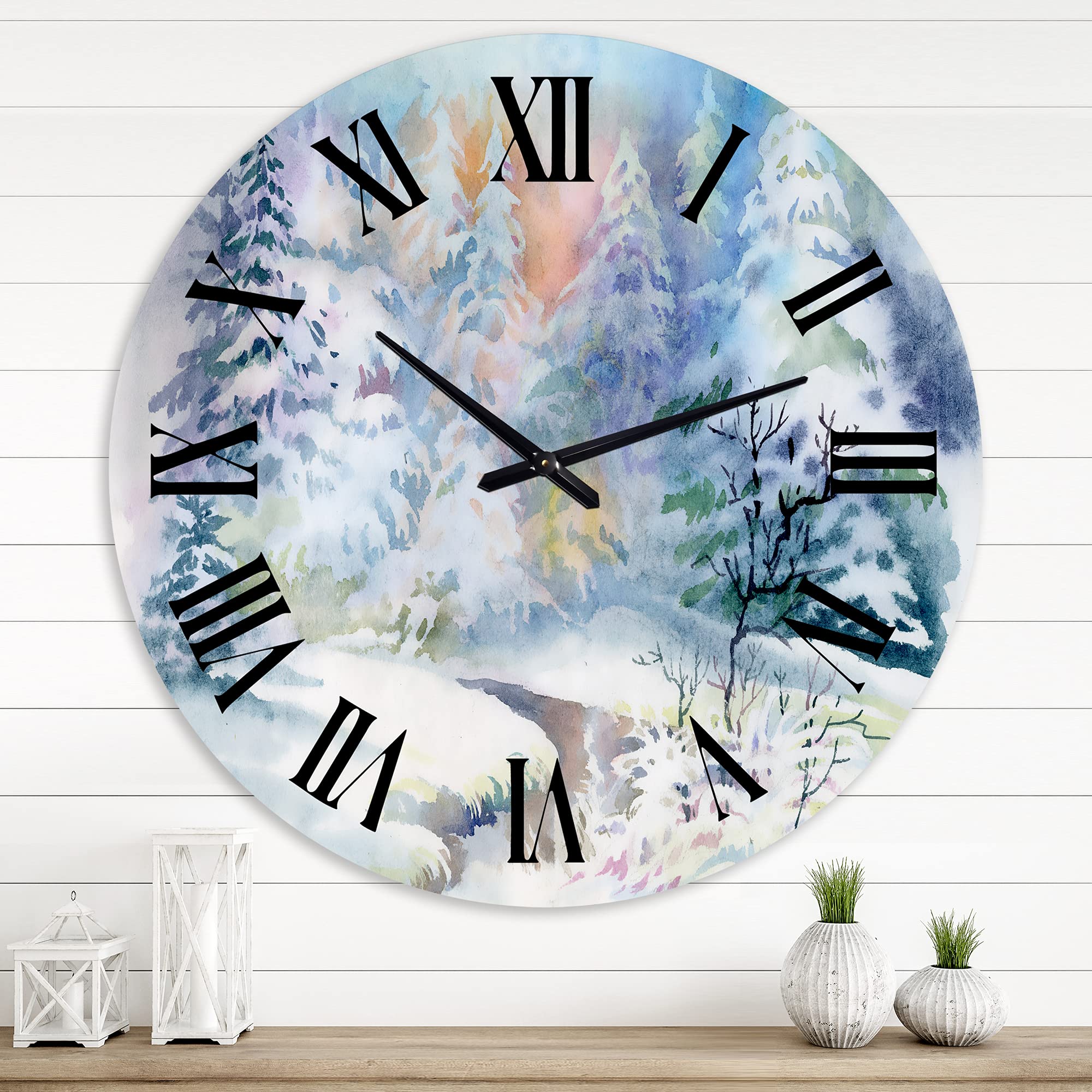 DesignQ Traditional Wall Clock - Three Tulips Pink and Red - Large Landscape Nature Wall Clock for Office & Home Decor - Perfect for Living Room, Bedroom, Kitchen, and Workspace