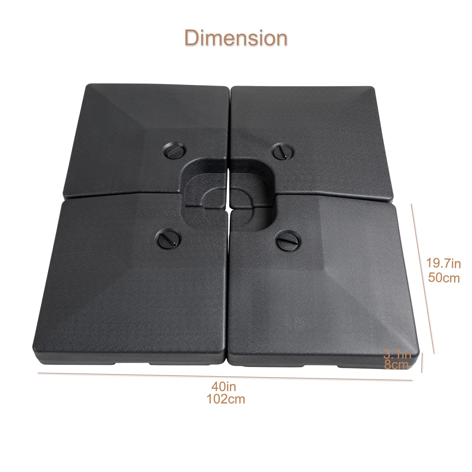 Heavy Duty 356 lb Base Weights Stand for Offset Cantilever Patio Umbrella - 4 Piece Black Set | Perfect for Outdoor, Garden, Poolside & Backyard Use