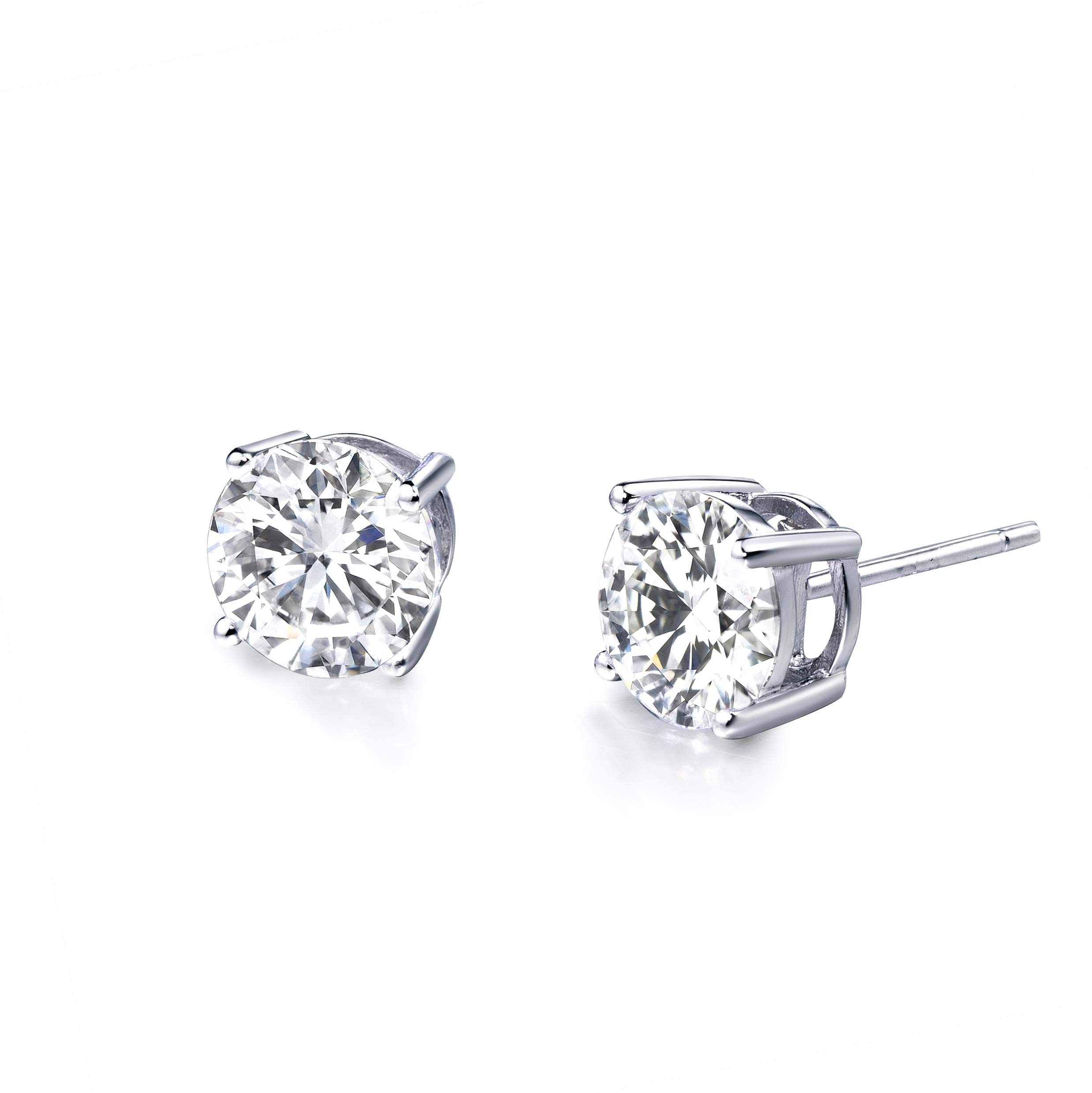 S.Leaf Cubic Zirconia Stud Earrings for Women - Hypoallergenic Sterling Silver Flat Back Earrings with Diamond-Like Sparkle | Perfect for Everyday Wear, Work, Parties & Special Occasions