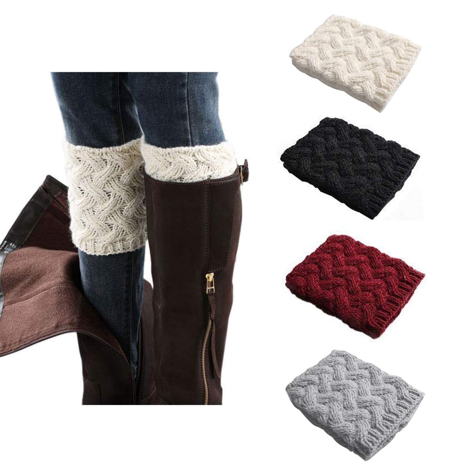 LEVAO Women's Winter Boot Cuffs - Crochet Knitted Boot Toppers & Leg Warmers for Ankle Boots - Cozy Fashion Accessories for Cold Weather, Outdoors & Office Wear